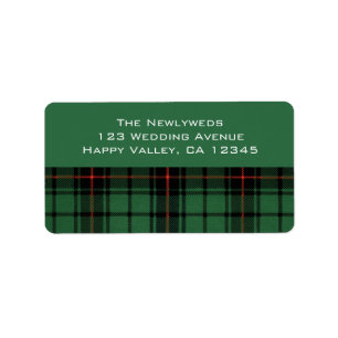 Vintage bröllop, Tartan Davidson Modern Mönster Adressetikett
