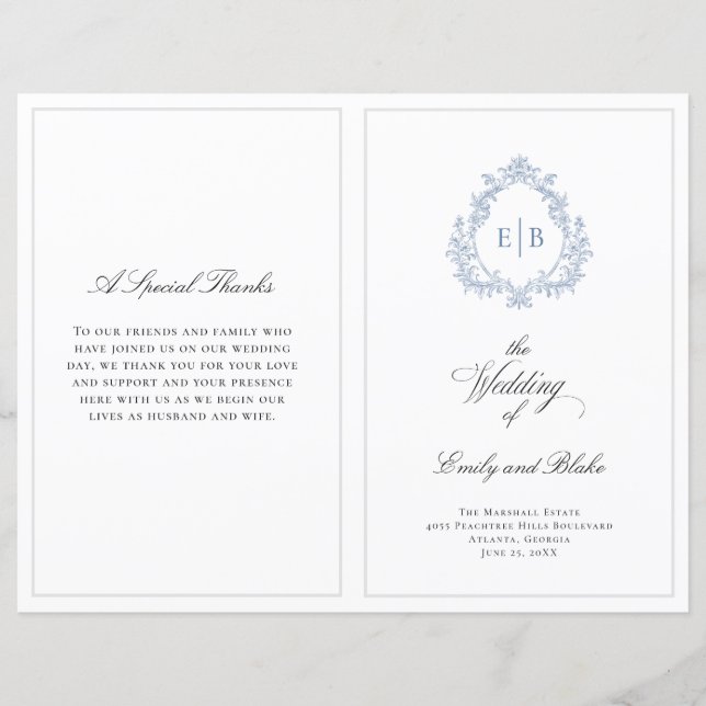 Vintage bröllop Vapensköld-Bröllopsprogrammet med  (Framsida)