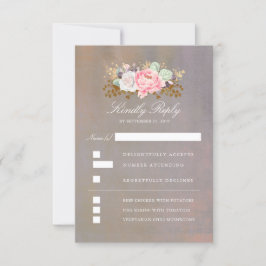 Vintage Bröllop Vattenfärg Blommor RSVP OSA Kort