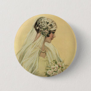 Vintage bröllop, Victorian Bride Möhippa Porträtt Knapp