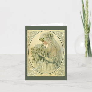 Vintage bröllop, Victorian Bride Möhippa Porträtt Kort