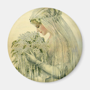 Vintage bröllop, Victorian Bride Möhippa Porträtt Magnet