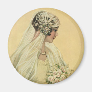 Vintage bröllop, Victorian Bride Möhippa Porträtt Magnet