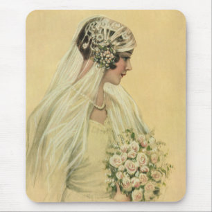 Vintage bröllop, Victorian Bride Möhippa Porträtt Musmatta