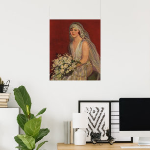Vintage bröllop, Victorian Bride Möhippa Porträtt Poster
