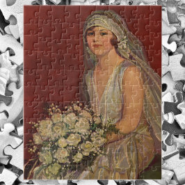 Vintage bröllop, Victorian Bride Möhippa Porträtt Pussel