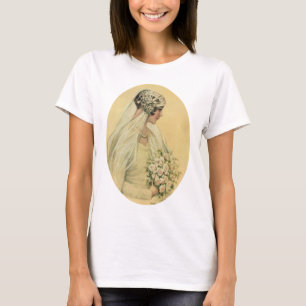Vintage bröllop, Victorian Bride Möhippa Porträtt Tee