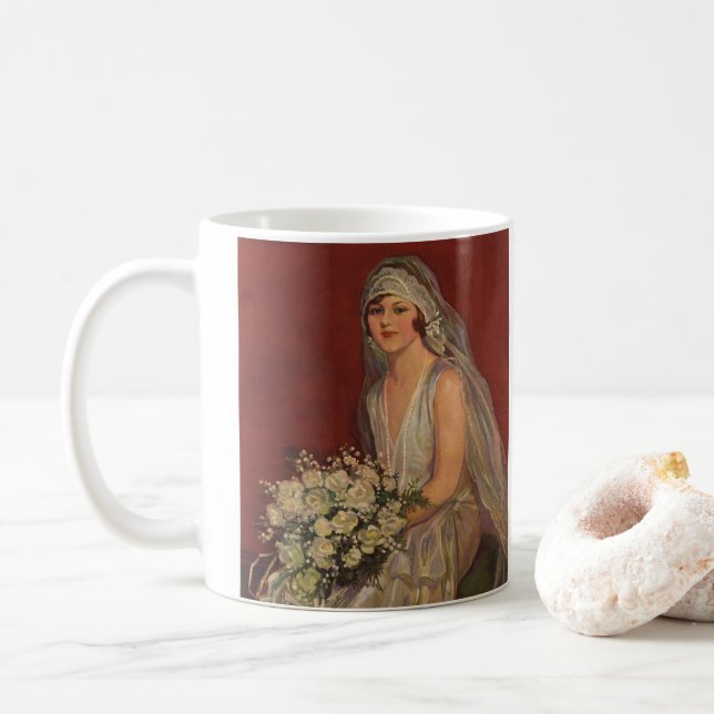 Vintage Bröllop, Victorian Brud Bröllopsporträtt Kaffemugg (Med munk)