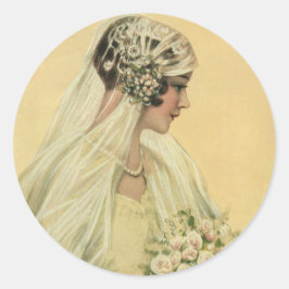 Vintage Bröllop, Victorian Brud Bröllopsporträtt Runt Klistermärke