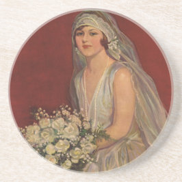 Vintage Bröllop, Victorian Brud Bröllopsporträtt Underlägg Sandsten