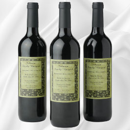 Vintage bröllop, Victorian Grape Vine Löv Vinflaska Etikett