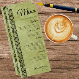 Vintage Bröllop, Viktoriansk Blomma Blommig Rulle Meny