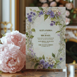 Vintage bröllop William Morris Lavender Inbjudningar