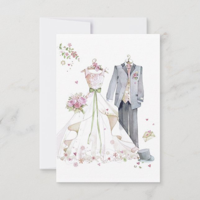 vintage bröllopinbjudankort tack kort (Framsida)