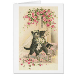 Vintage bröllopkatter, hälsningskort