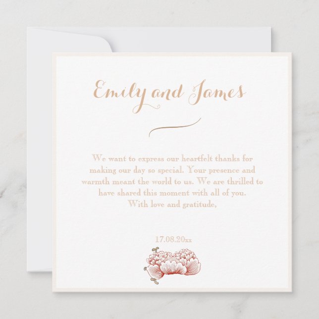 Vintage Bröllopsblomma Ornament  Tack Kort (Framsida)