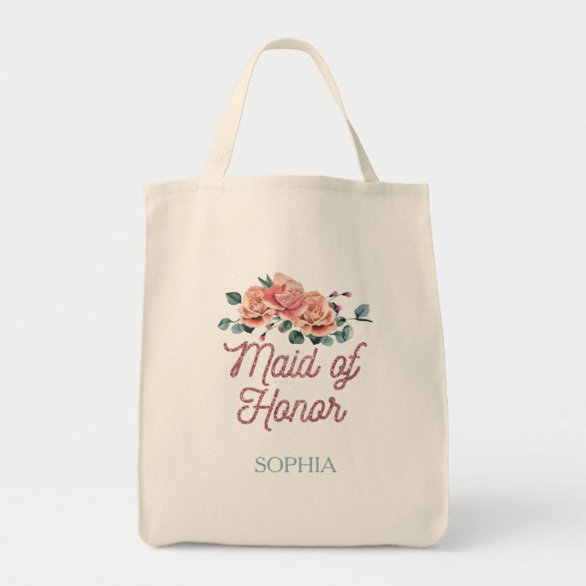 Vintage bröllopsblommor brudtärna  tygkasse (Framsidan)