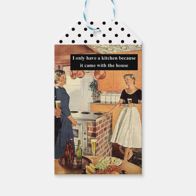 Vintage Bröllopsdusch Kökscocktail Roligt Presentetikett (Framsidan)