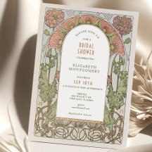 Vintage bröllopsfestinladningar Art Nouveau Deco