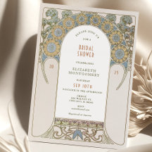 Vintage bröllopsfestinladningar Art Nouveau Deco