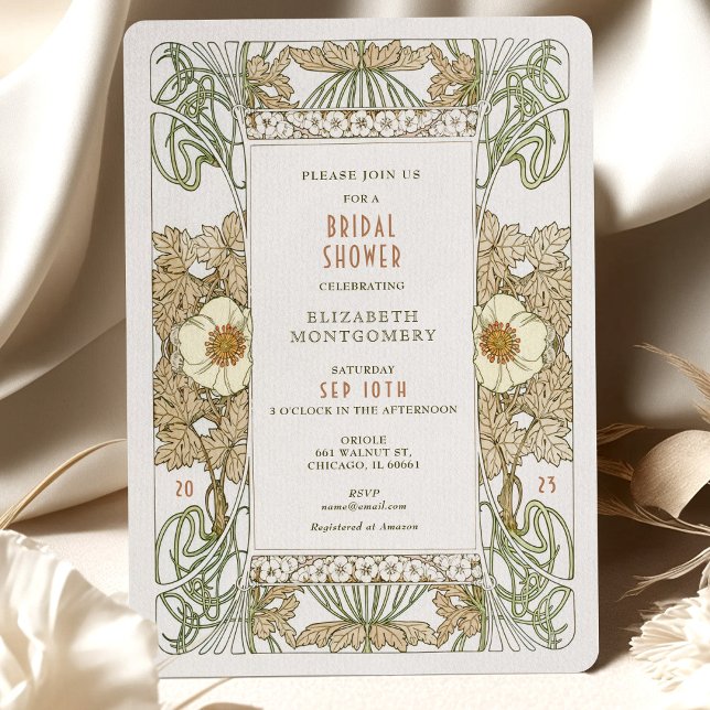 Vintage bröllopsfestinladningar Art Nouveau Deco Inbjudningar (Skapare uppladdad)