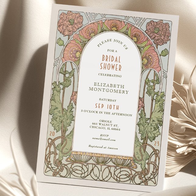 Vintage bröllopsfestinladningar Art Nouveau Deco Inbjudningar (Skapare uppladdad)