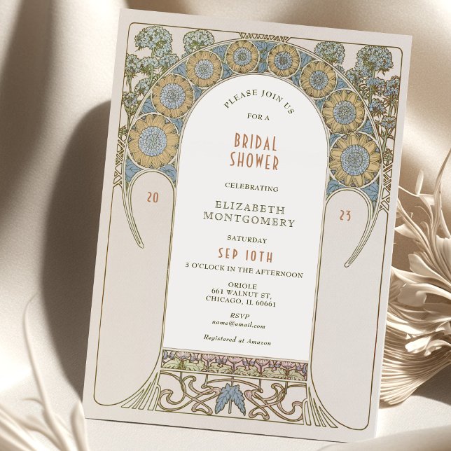 Vintage bröllopsfestinladningar Art Nouveau Deco Inbjudningar (Skapare uppladdad)