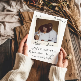 Vintage Bröllopsfoto med Handskriven Monogram Inbjudningar