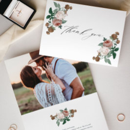 Vintage bröllopsfotografi tackkort med blommor kort