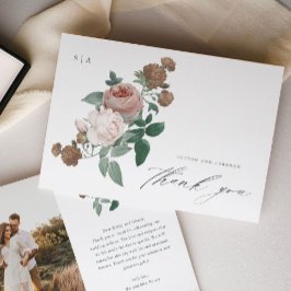 Vintage bröllopsfotografi tackkort med blommor kort