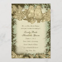 Vintage Bröllopsinbjudan för Herr och Fru Uggla