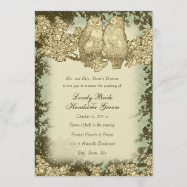 Vintage Bröllopsinbjudan för Herr och Fru Uggla Inbjudningar