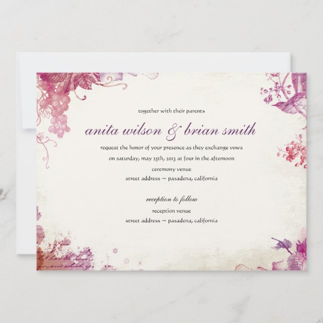 Vintage bröllopsinbjudan från vingård inbjudningar (Framsida)