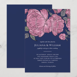 Vintage Bröllopsinbjudan i blått Inbjudningar