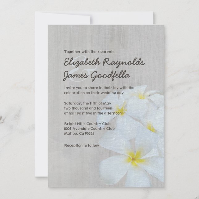 Vintage bröllopsinbjudan med Plumeria Inbjudningar (Framsida)
