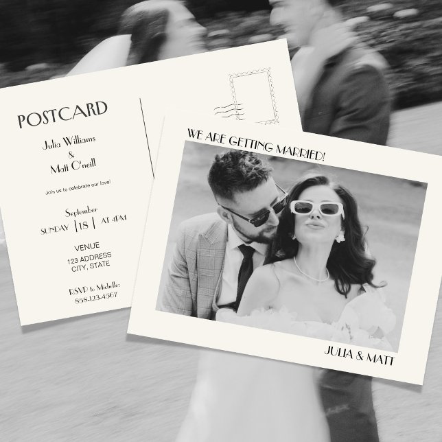 Vintage Bröllopsinbjudan Postkort Inbjudan Vykort (Vintage Photo Wedding Invite Postcard)
