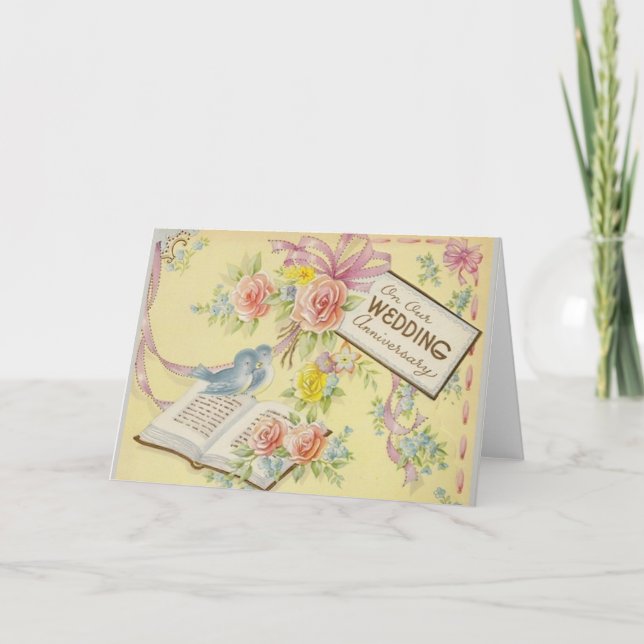 Vintage bröllopsjubileum hälsningskort kort (Framsida)