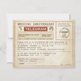 vintage bröllopsjubileum telegram inbjudan