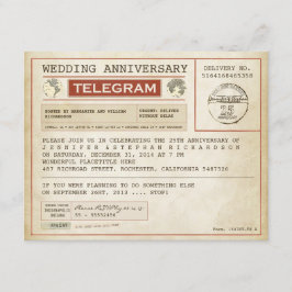 vintage bröllopsjubileum telegram inbjudan