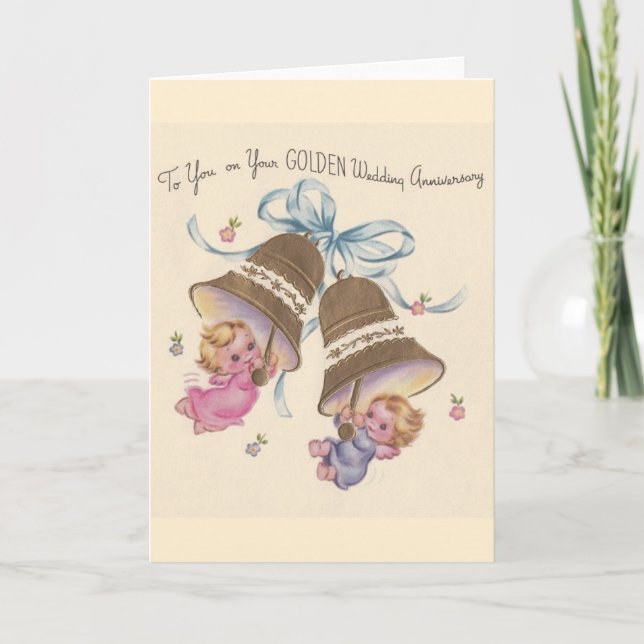 Vintage bröllopsjubileumskort för guldbröllop kort (Framsida)