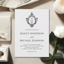 Vintage bröllopskamrat monogram svart vit antik