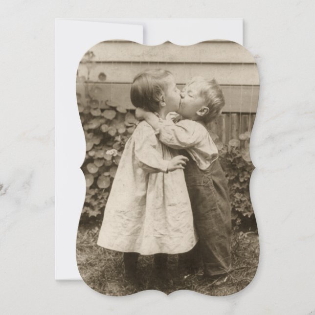 Vintage bröllopskyss, Bröllopsförlovningsfest inbj Inbjudningar (Framsida)