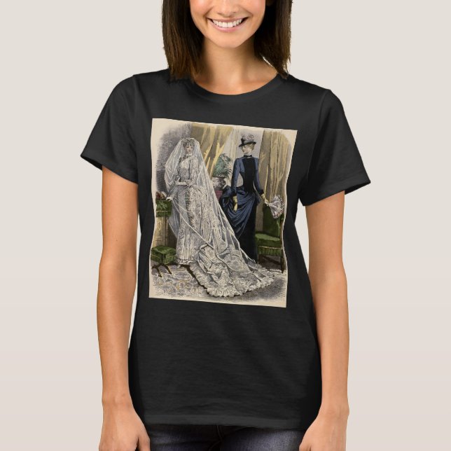 Vintage bröllopsporträtt, viktoriansk brud t-shirt (Framsida)