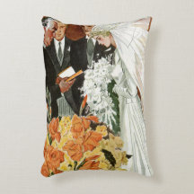 Vintage bröllpceremoni med brud och brudgumme