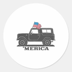 Vintage Bronco 4 juli Merica Runt Klistermärke