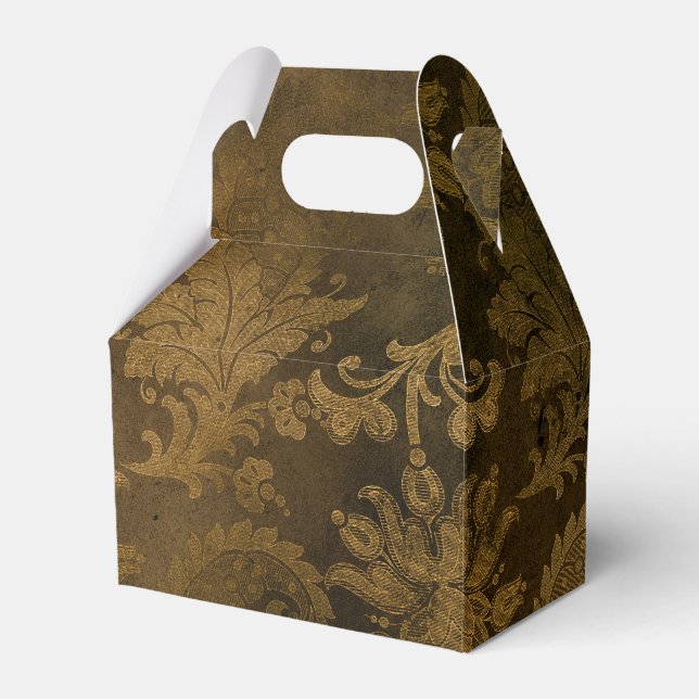 Vintage Brons Guld Damask Presentaskar (Framsidan Sidan)