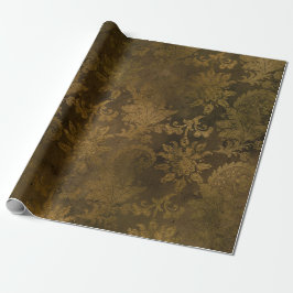 Vintage Bronze Guld Damask Presentpapper