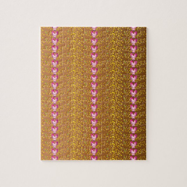 Vintage Bronze och Rosa Blommigt Violes mönster Pussel (Vertikal)