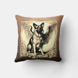 Vintage Bronze Personlig German Shepherd Angel Kudde