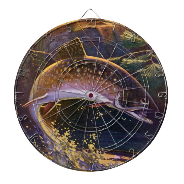 Vintage Brook Trout Fish Fisherman, sportfiske Piltavla (Framsidan)